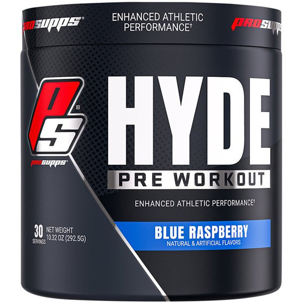 HYDE Pre-Workout serving scoop showcasing vibrant powder for energy and muscle pumps.