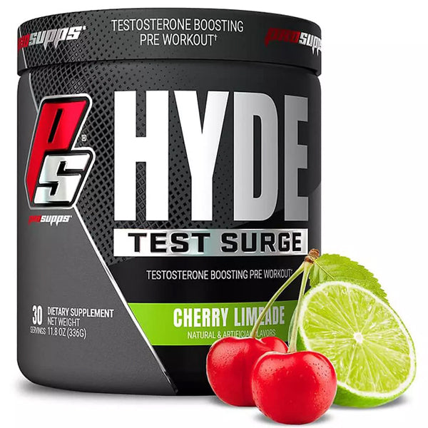Hyde Surge pre-workout supplement with clean packaging showcasing its high caffeine content.