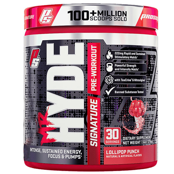 Mr. Hyde Signature Pre-Workout energy supplement with 196mg caffeine for enhanced focus