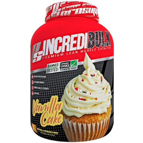 Scoop of ProSupps IncrediBulk protein powder on a gym bench, ready for post-workout recovery.