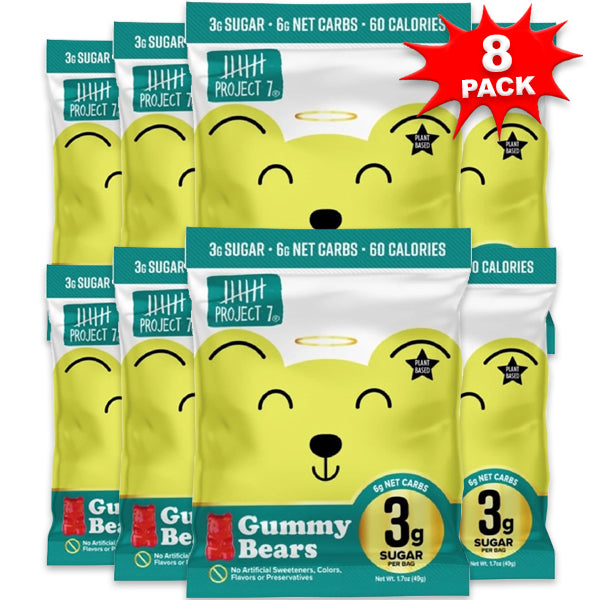 Close-up of vegan low sugar gummies in colorful packaging, ideal for keto diet snacks