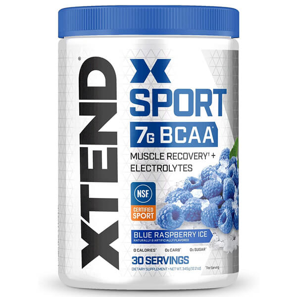 Xtend Sport BCAA powder in a shaker, ideal for hydration and muscle recovery post-workout.
