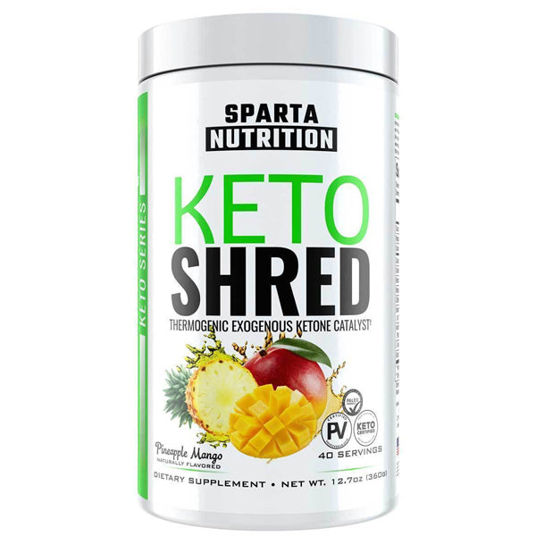 Keto Shred powder in a scoop, showcasing its fine texture and vibrant color.