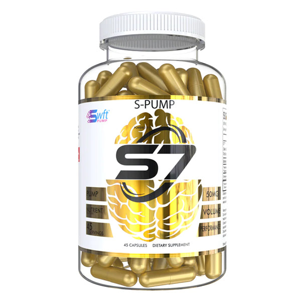 Swift Pump S7 capsules showing plant-based ingredients for nitric oxide boost