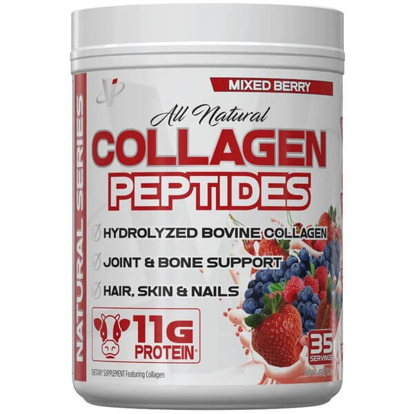 VMI Sports Natural Collagen Peptides container showcasing its benefits for skin and joints.