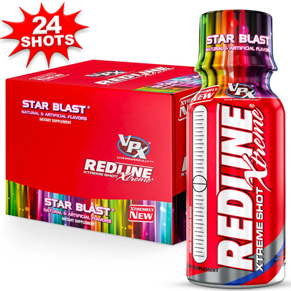 Redline PowerBoost energy shot bottle showing the label and size for quick energy