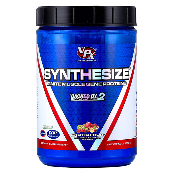 Athlete mixing VPX Synthesize powder in a shaker for post-workout recovery