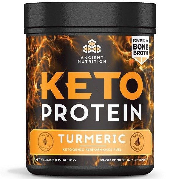 Keto Fuel Protein Blend packaging showing nutritional details and benefits for keto dieters.