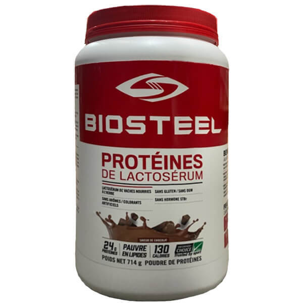 BioSteel Grass Fed Whey Protein Blend packaging showcasing its natural ingredients and nutritional benefits.