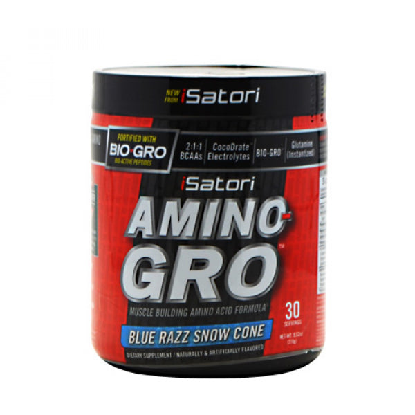Amino-Gro Pro supplement bottle showcasing the advanced BCAA formula for muscle recovery.