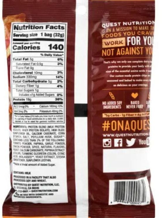 Close-up of Quest savory protein chips showing crispy texture and seasoning